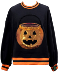 QOS Black Halloween Pumpkin Candy Bucket Sweatshirt