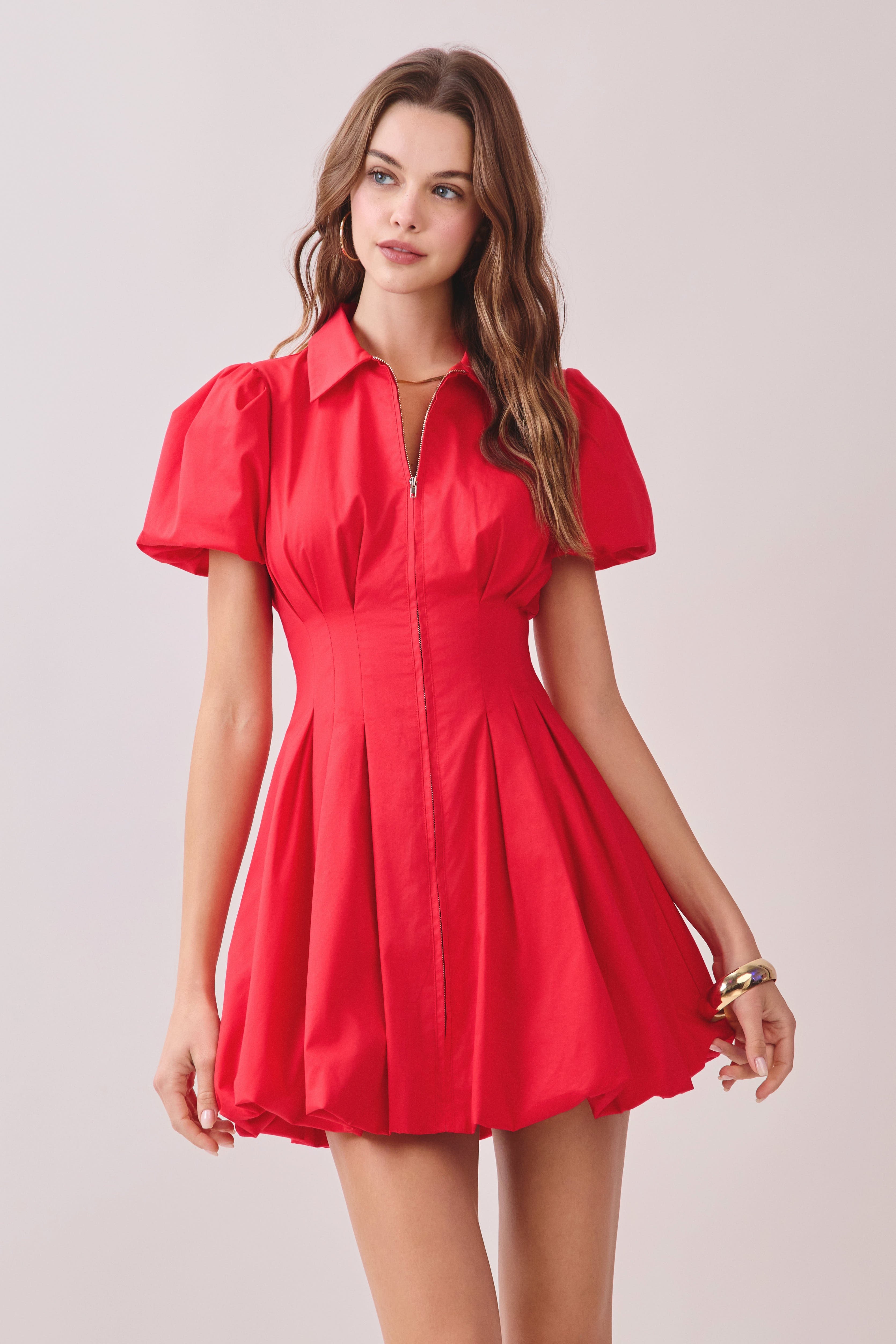 Zipped In Charm Dress Red